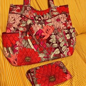 Vera Bradley Pleated Tote and Wristlet